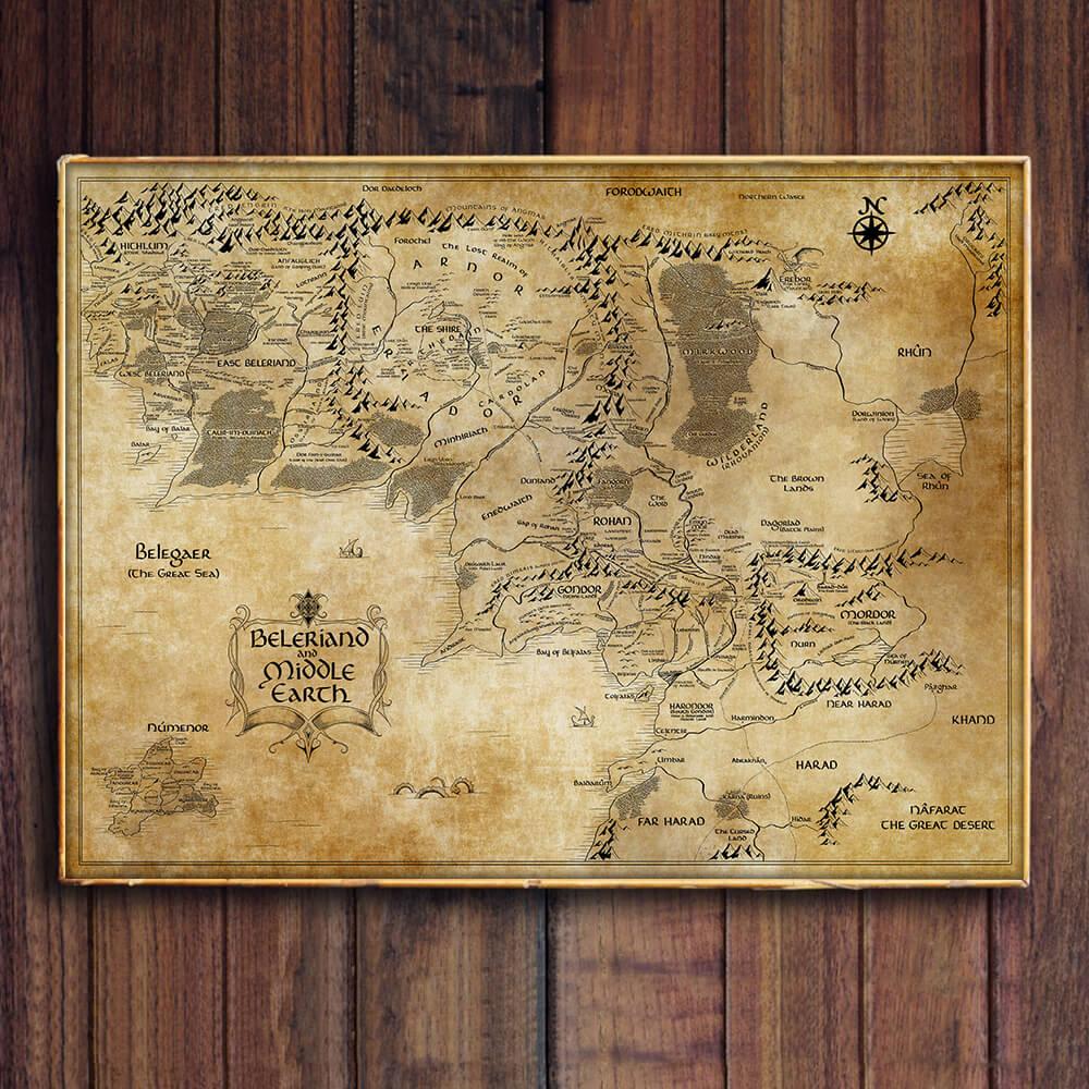 Lord Of The Rings Vintage Middle Earth Beleriand Map