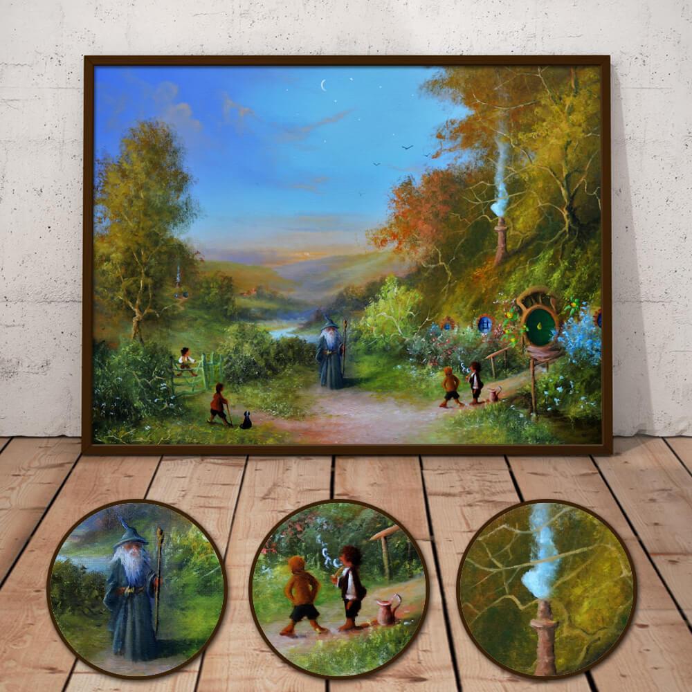 Lord of The Rings Gandalf at Shire Painting Wall Art Poster 02
