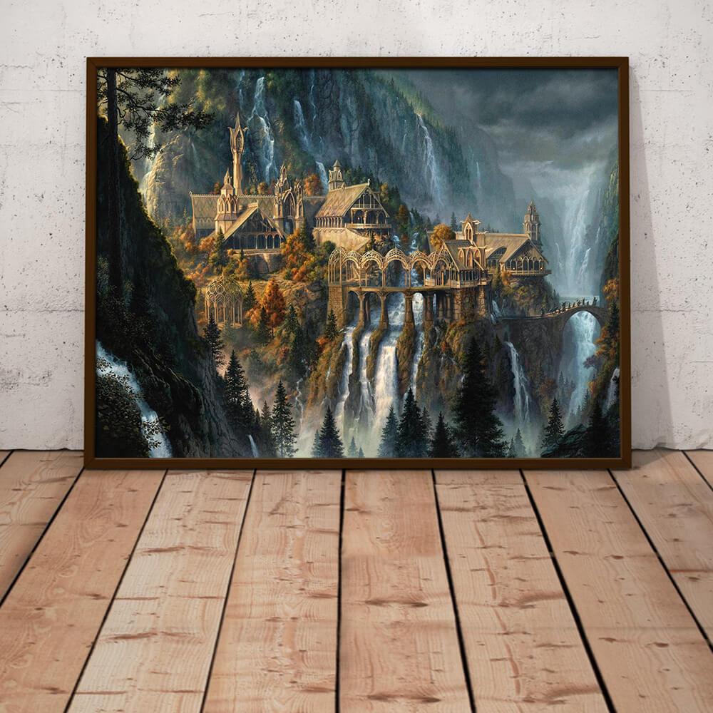 Rivendall canvas, Imladris wall art, Middle Earth World art, Landscape canvas, LotR 2024 wall decor, LotR canvas, Rivendall wall decor, LotR art