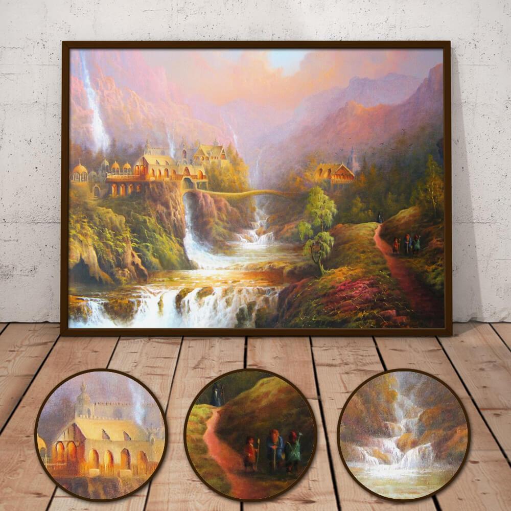 Lord of The Rings Rivendell Landscape Painting Wall Art Poster 02