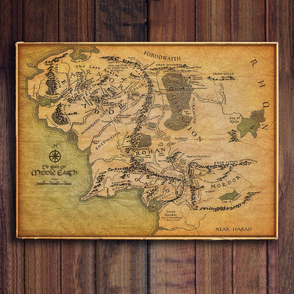 Lord of The Rings Vintage Middle Earth Map 02