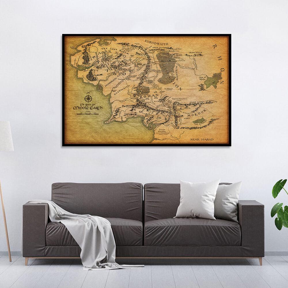 Lord of The Rings Vintage Middle Earth Map