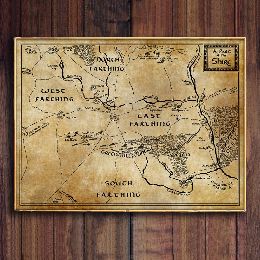 Lord of The Rings Vintage Middle Earth Shire Map