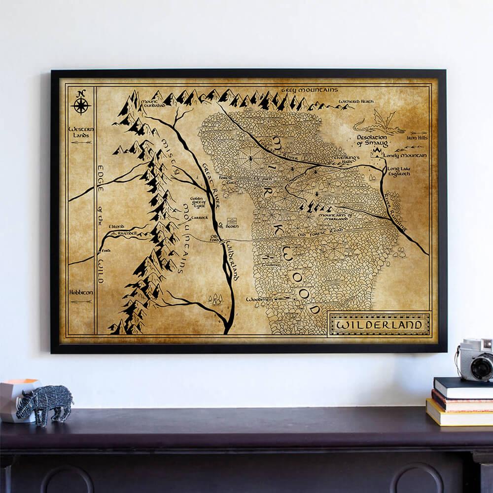 Lord of The Rings Vintage Middle Earth Wilderland Map